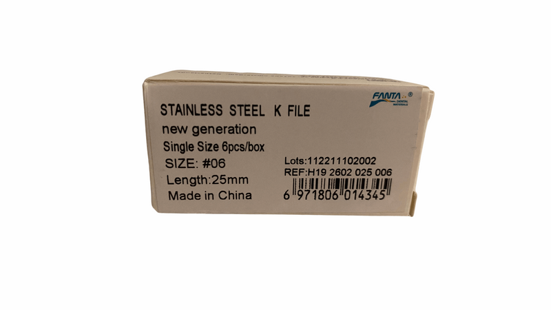 STAINLESS STEEL TIGER K FILE 6pcs/box, Capsule Box - Dentsupply SIA