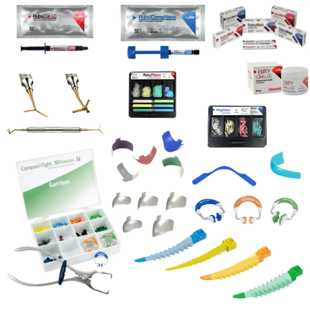 Restoration instruments, dentistry, instruments for restorations, matrix bands, matrix system kits, matrix rings, composites, bonds Garrison dental solution