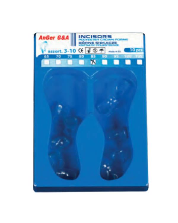 AnGer Polyester Crown Forms Upper Incisors 10 pcs.