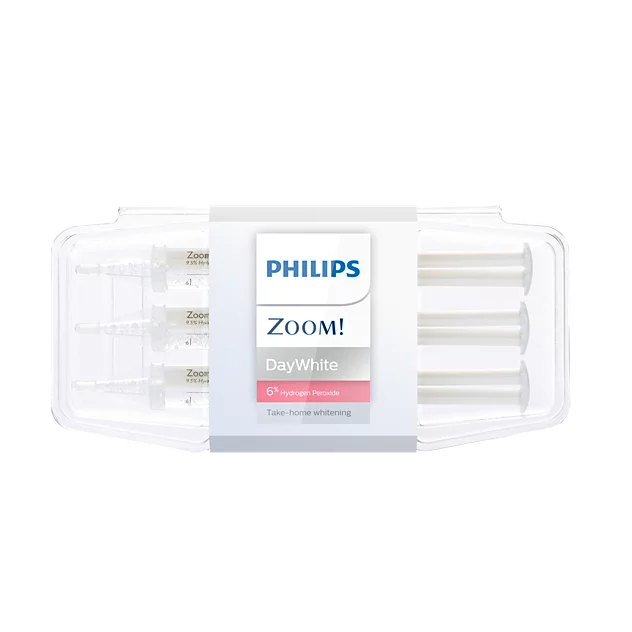 Philips Zoom DayWhite teeth whitening kit packaging on a white background