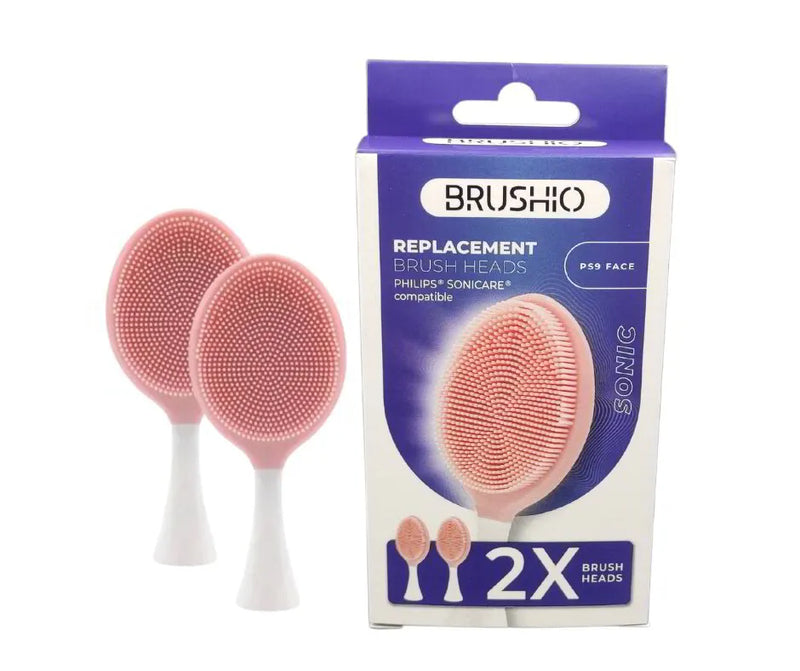 BRUSHIO facial cleansing brush head, compatible with Philips Sonicare brushes, 2 pcs.