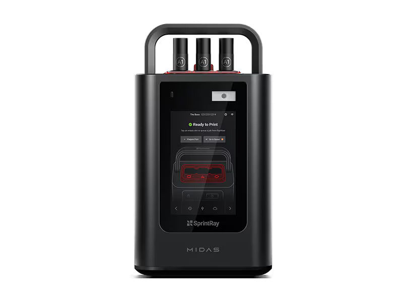 midas 3d printer front side - with three cartridges for printing