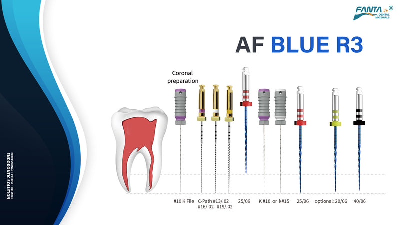 AF BLUE R3 RECIPROCATING ONE-FILE SYSTEM 3pcs/box, Wing box 25mm